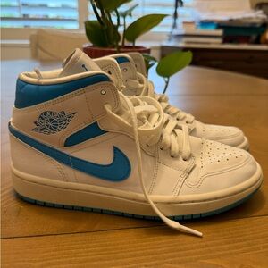 Jordan Kids' White and Blue High-Top Sneakers